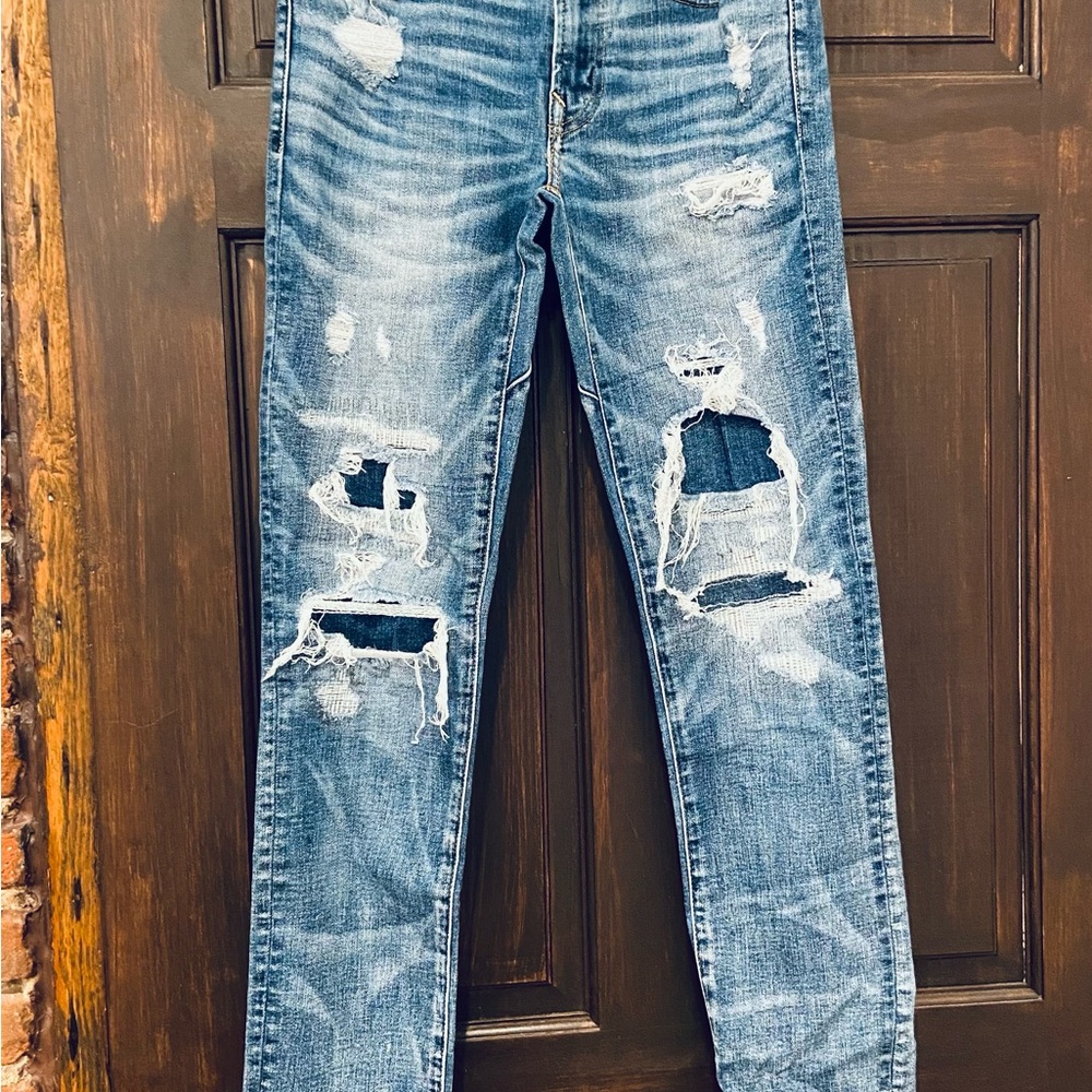 Distressed Blue Jeans
